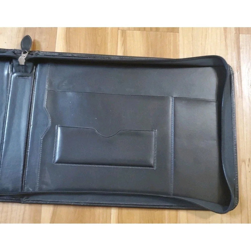 Black Genuine Leather Zippered Zip‎ Around Portfolio Documents 15.5
